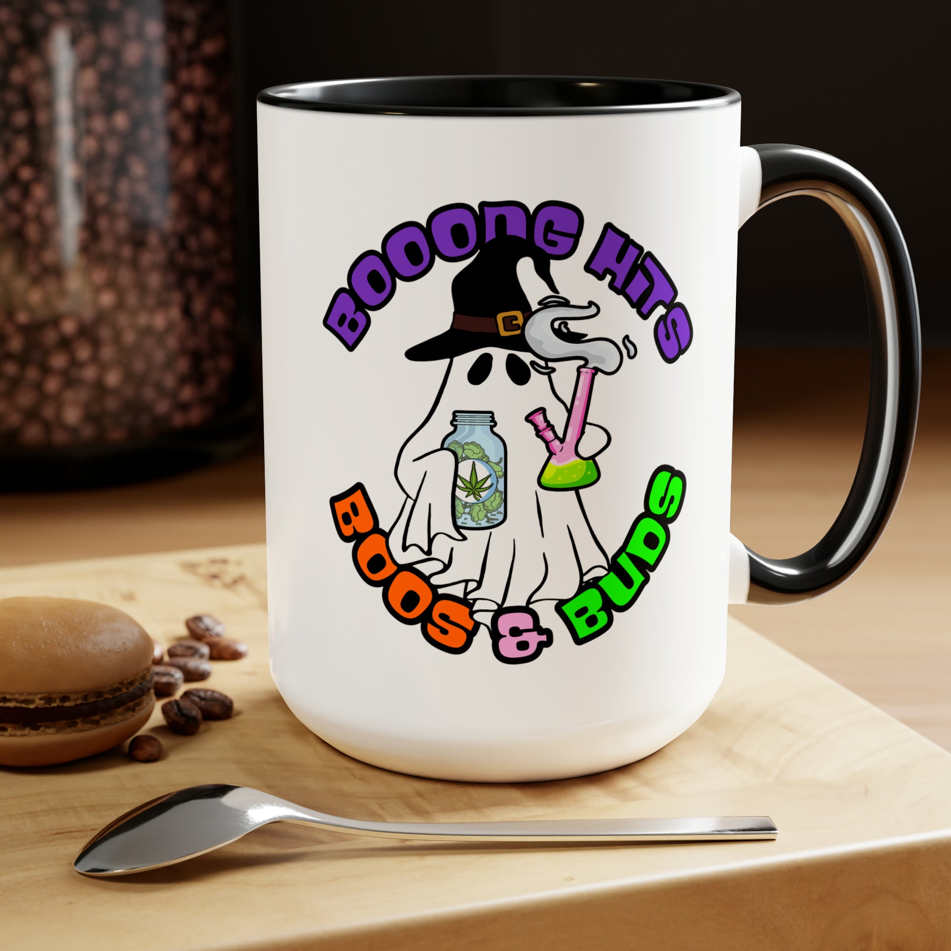 Black Booong Hits Boos & Buds 15oz Coffee Mug Mockup