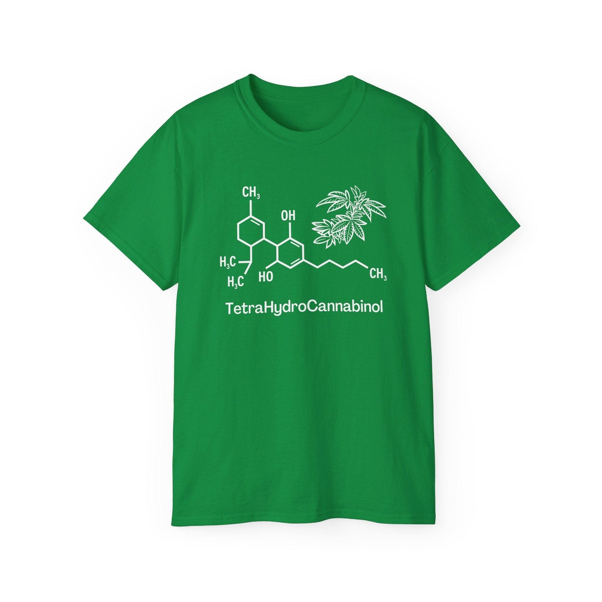 A green Tetrahydrocannabinol (THC) Molecule Weed Shirt 