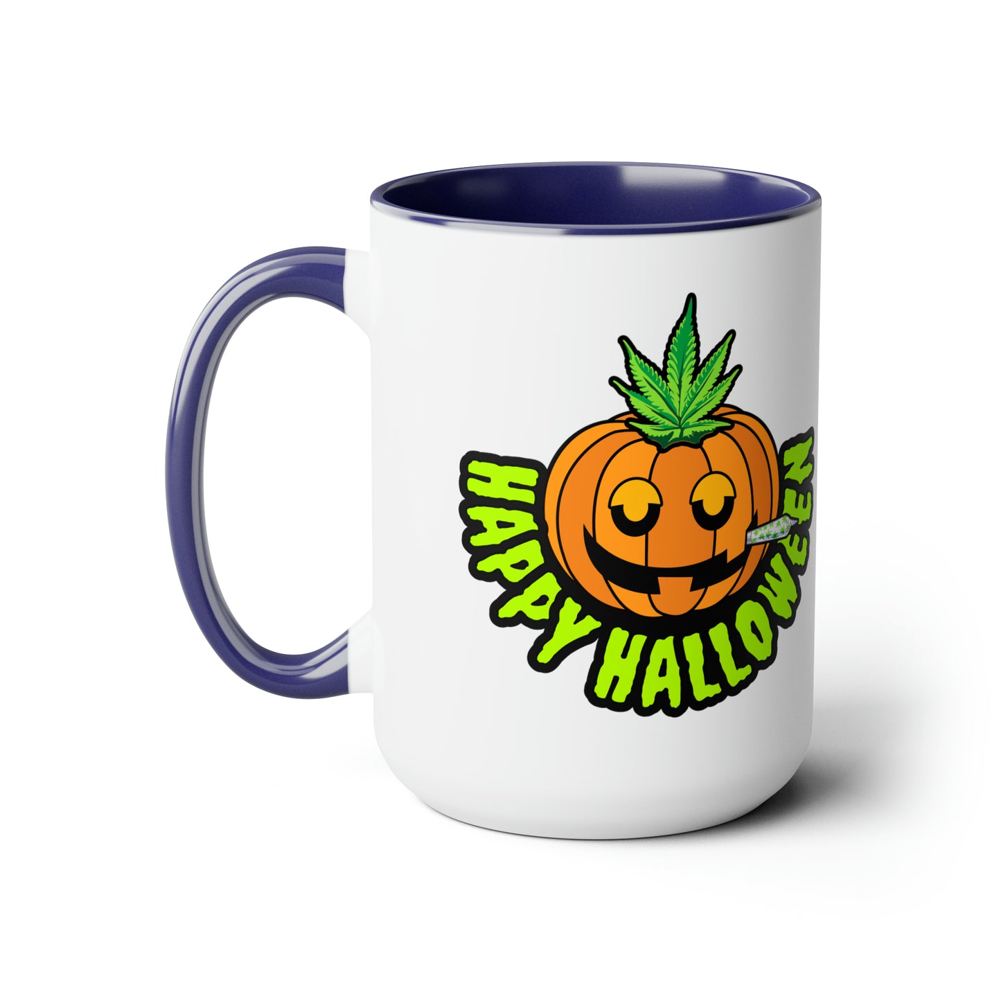 Blue  Happy Halloween Pumpkin Stoner 15oz Coffee Mug Side 1