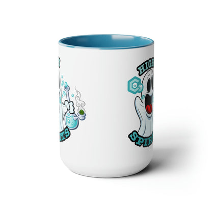 Light Blue Mock up High Spirits Ghost with Bong 15oz Coffee Mug side 2