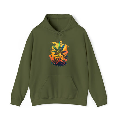 Military Green Warm Paradise Cannabis Hoodie