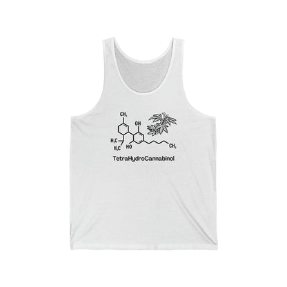 White Tetrahydrocannabinol (THC) Weed Jersey Tank