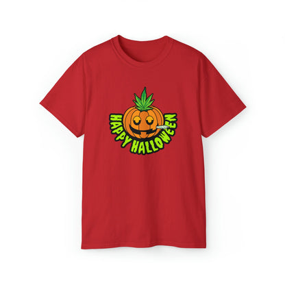 Red Happy Halloween Pumpkin Stoner Weed Shirt