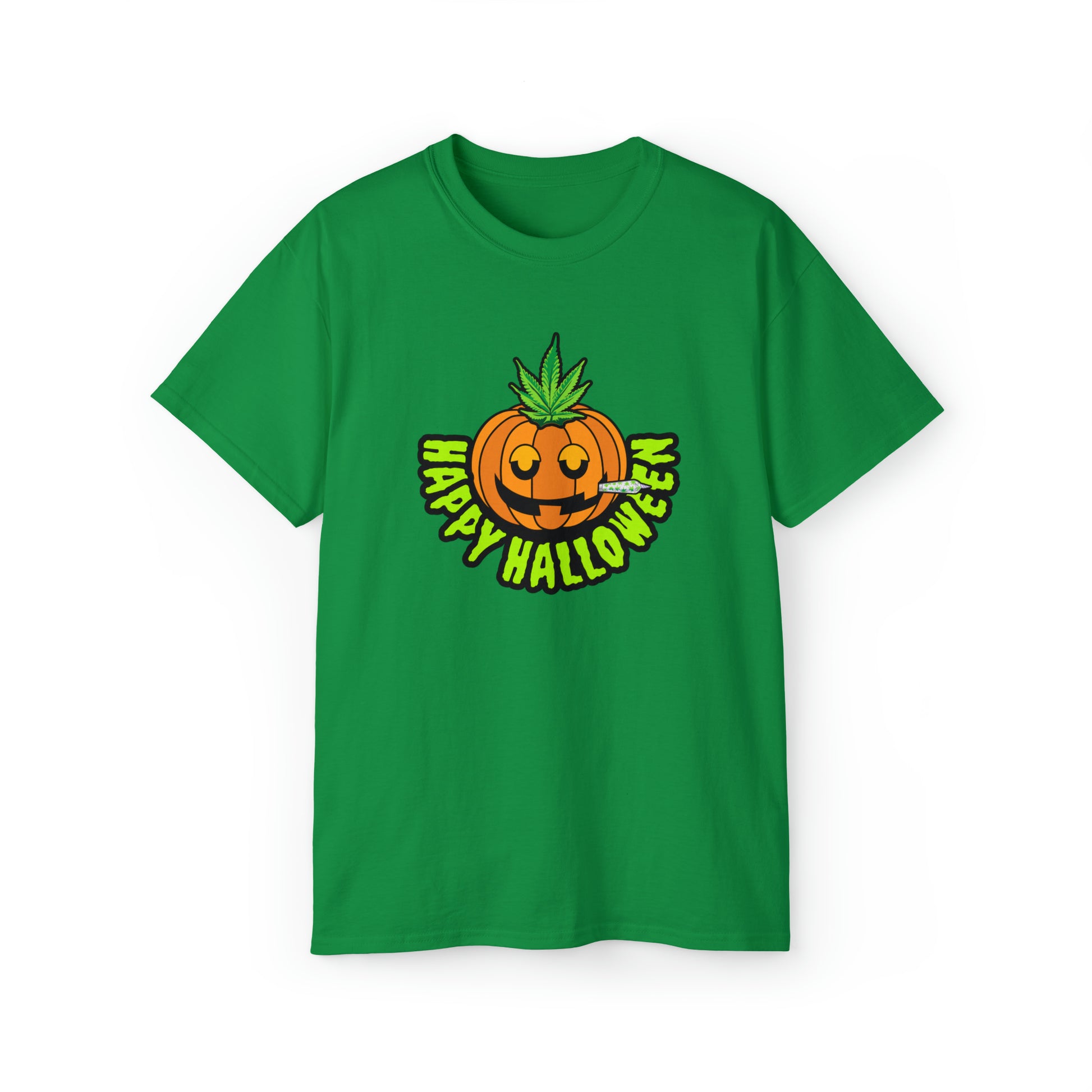 Irish Green Happy Halloween Pumpkin Stoner Weed Shirt