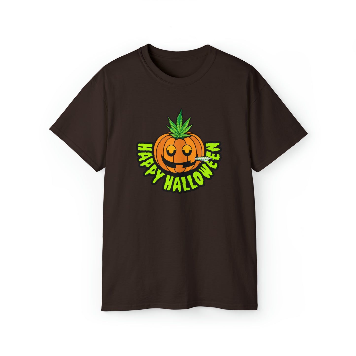 Brown Happy Halloween Pumpkin Stoner Weed Shirt