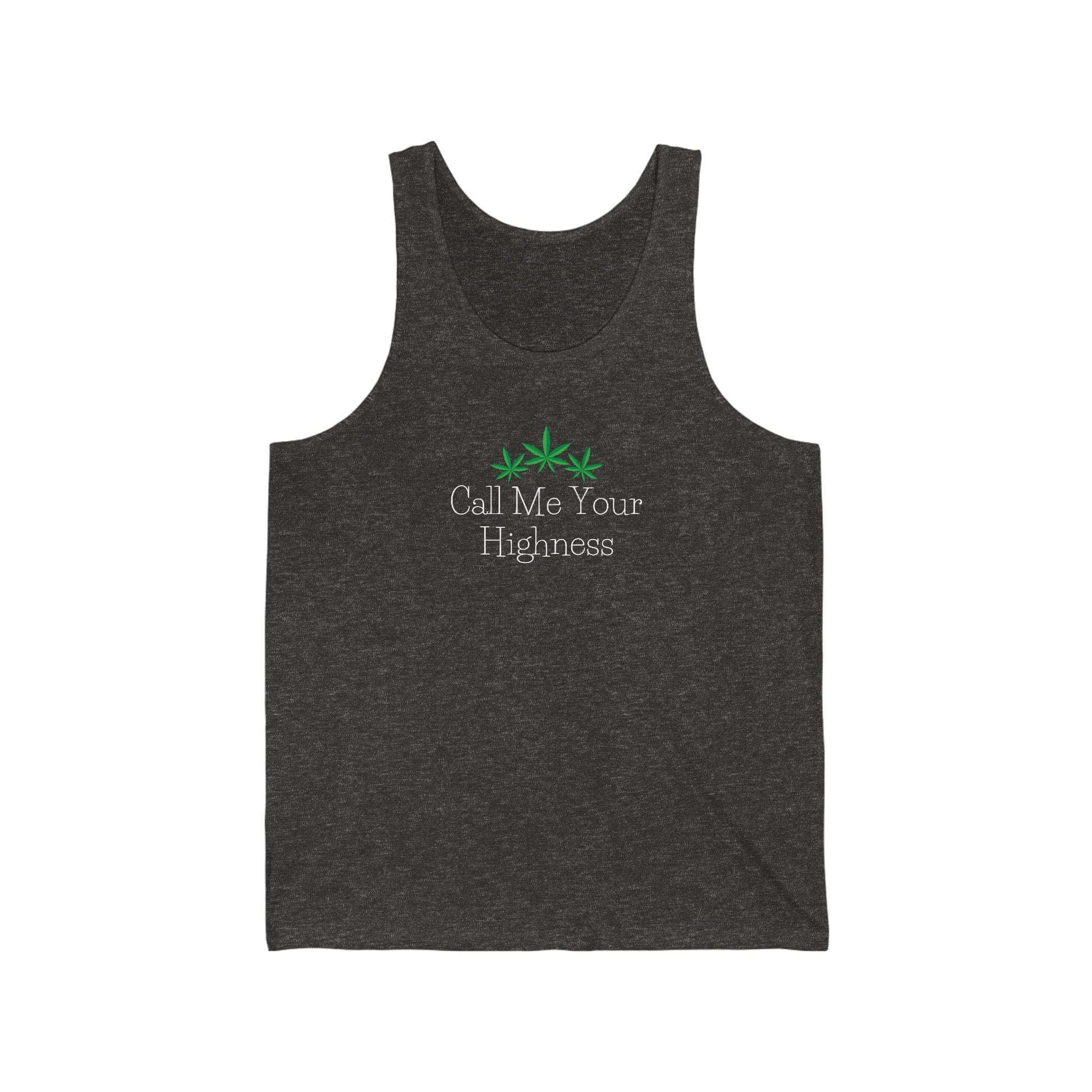 Charcoal Call Me Your Highness Cannabis Jersey Tank