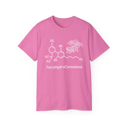 The Tetrahydrocannabinol (THC) Molecule Weed Shirt is a pink ultra cotton T-shirt