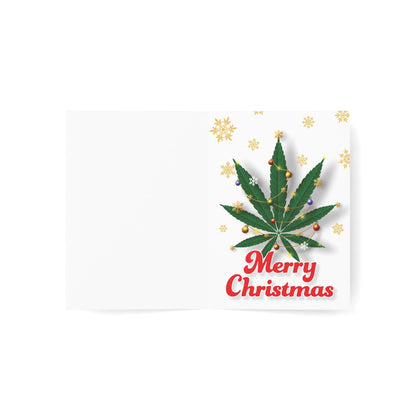 A whimsical Christmas Pot Leaves Merry Christmas Holiday Greeting Card