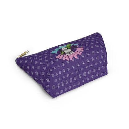 The "Make It Happen" Cannabis Accessory Pouch features a lively purple t-bottom design 