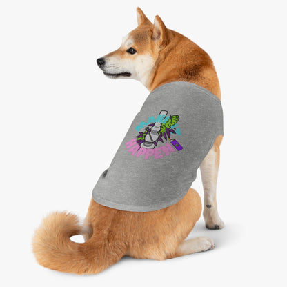 A Shiba Inu, wearing the Make It Happen Cannabis Pet Tank Top crafted from 100% cotton