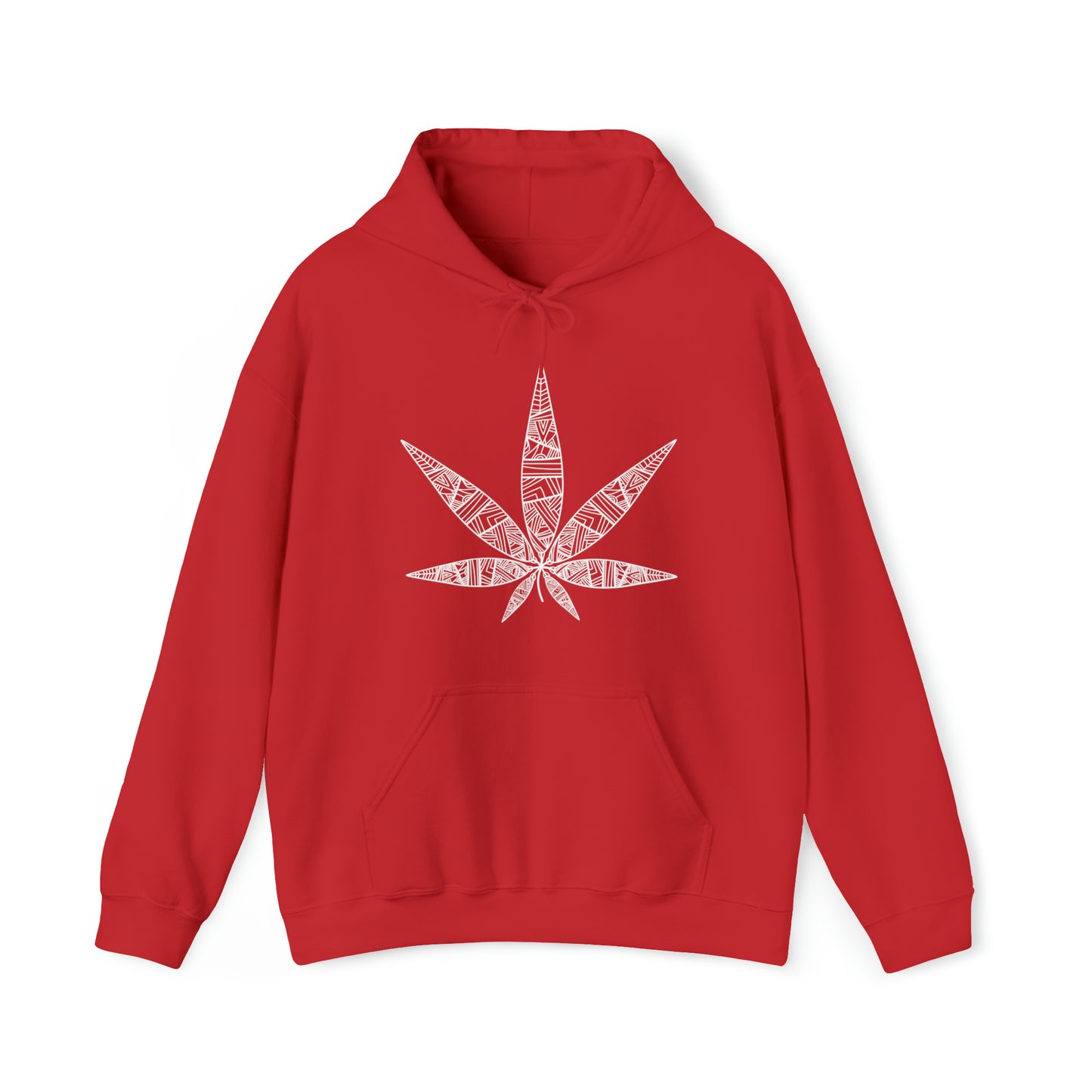 Red Tribal Vibe Marijuana Leaf Unisex Heavy Blend Hoodie