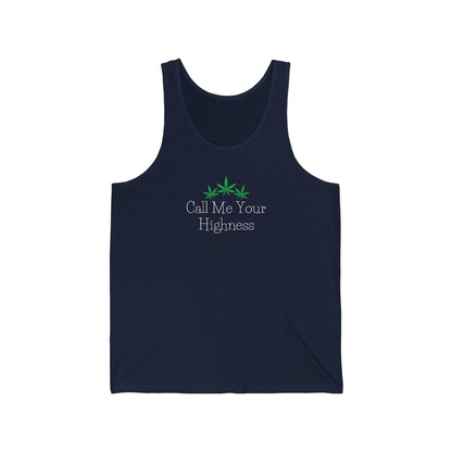 Dark Blue Call Me Your Highness Cannabis Jersey Tank