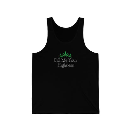 Black Call Me Your Highness Cannabis Jersey Tank