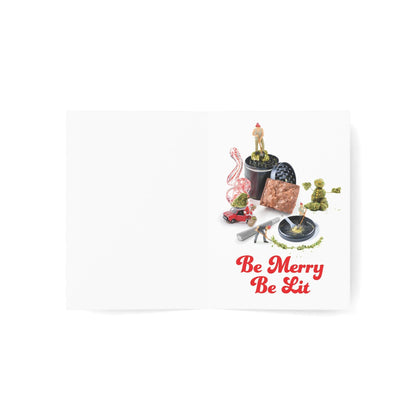 Open Tis The Season, Be Merry Be Lit Christmas greeting card