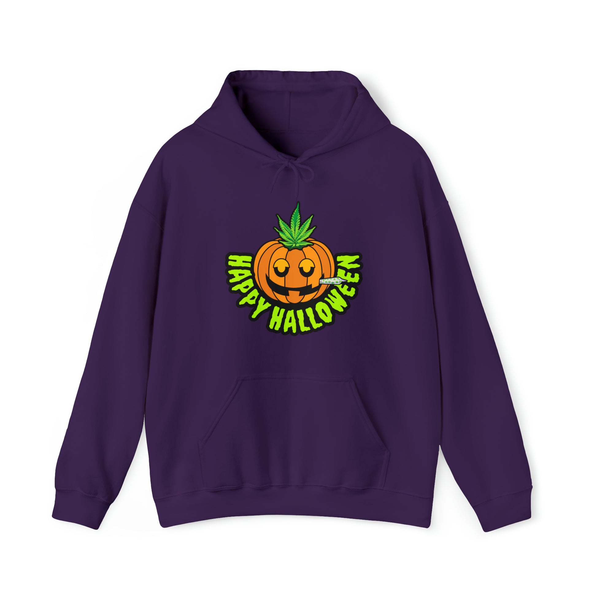 Purple Happy Halloween Stoner Pumpkin Cannabis Hoodie