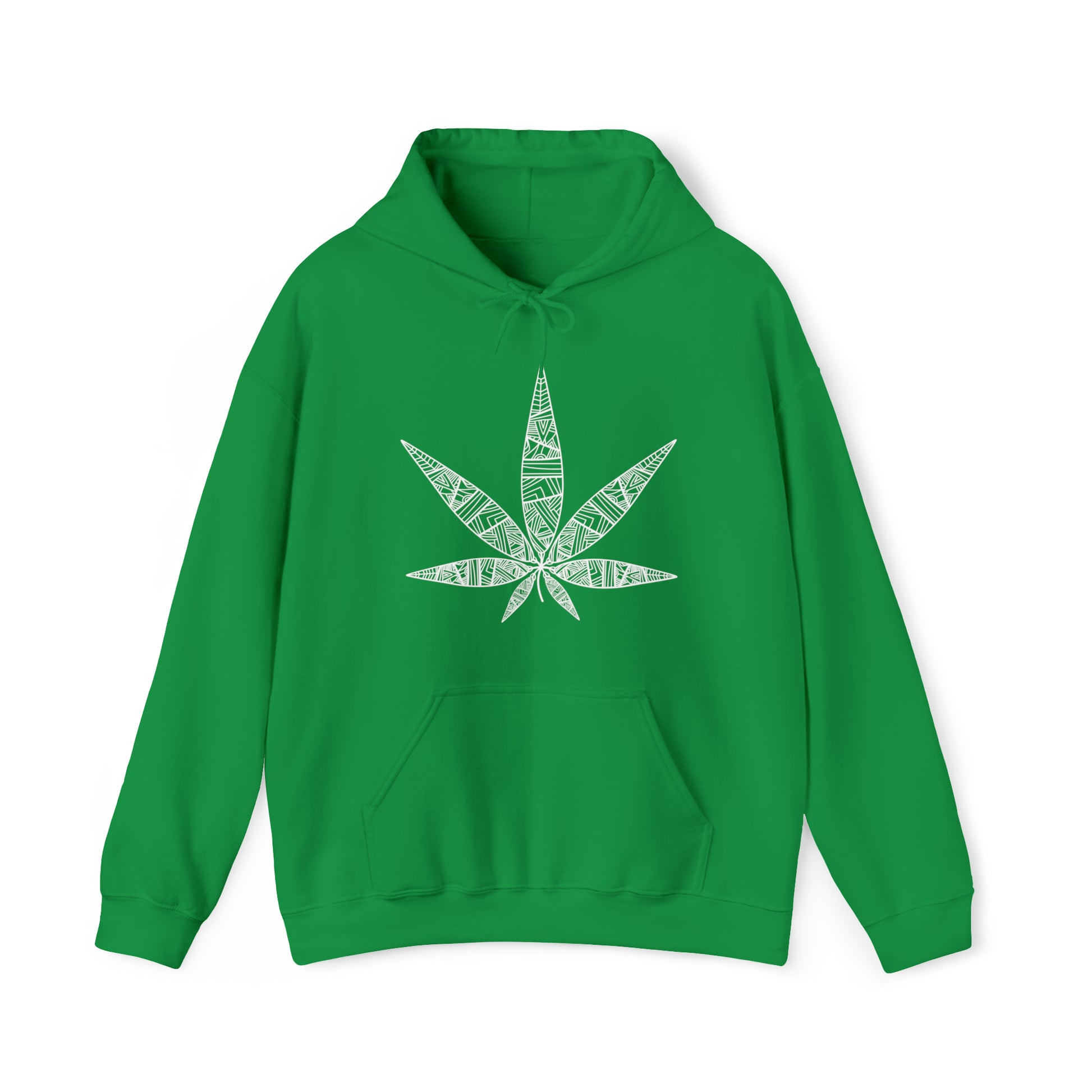 Irish Green Tribal Vibe Marijuana Leaf Unisex Heavy Blend Hoodie