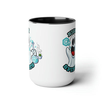 Black Mock up High Spirits Ghost with Bong 15oz Coffee Mug side 2