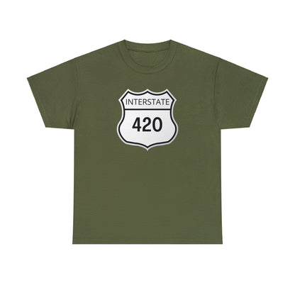 Olive green Interstate 420 Shirt Tee 