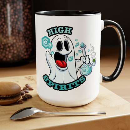 Black Mock up High Spirits Ghost with Bong 15oz Coffee Mug