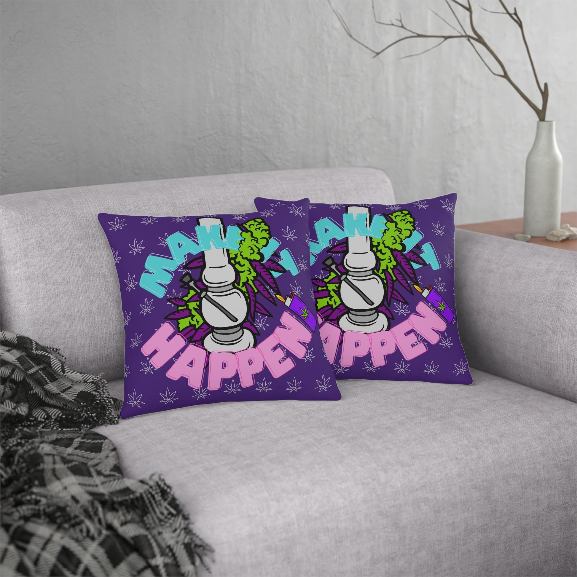 Make It Happen Cannabis Waterproof gray Pillows