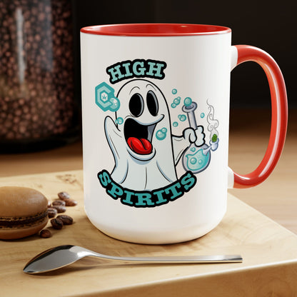 Red Mock up High Spirits Ghost with Bong 15oz Coffee Mug