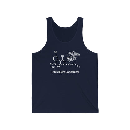 Navy blue Tetrahydrocannabinol (THC) Weed Jersey Tank