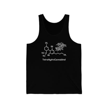 Black Tetrahydrocannabinol (THC) Weed Jersey Tank