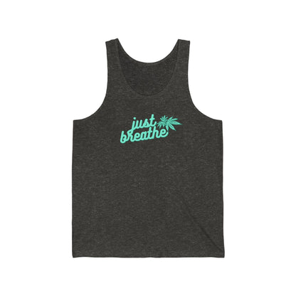 Grey Just Breathe Cannabis Jersey Tank