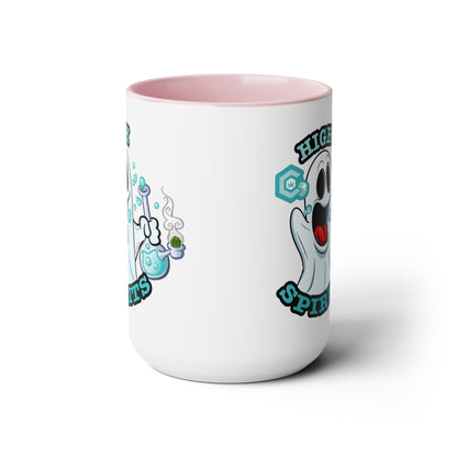 Pink Mock up High Spirits Ghost with Bong 15oz Coffee Mug side 2