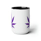 Purple Haze Marijuana Coffee Mug with black interior featuring two Purple Haze Marijuana leaf designs.