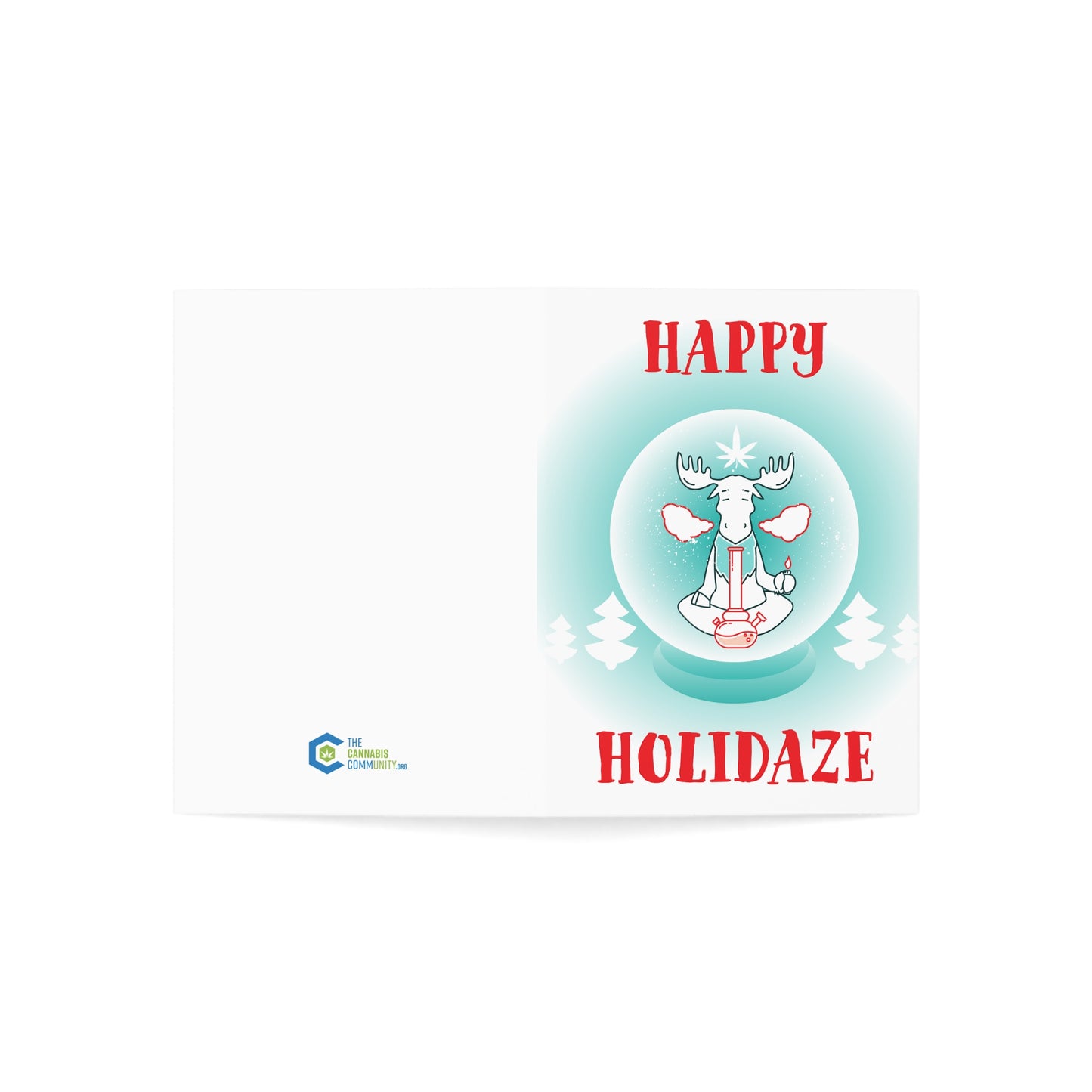 Happy Holidaze Zen Moose Smoking Bong Merry Christmas Greeting Cards (1, 10, 30, and 50pcs)