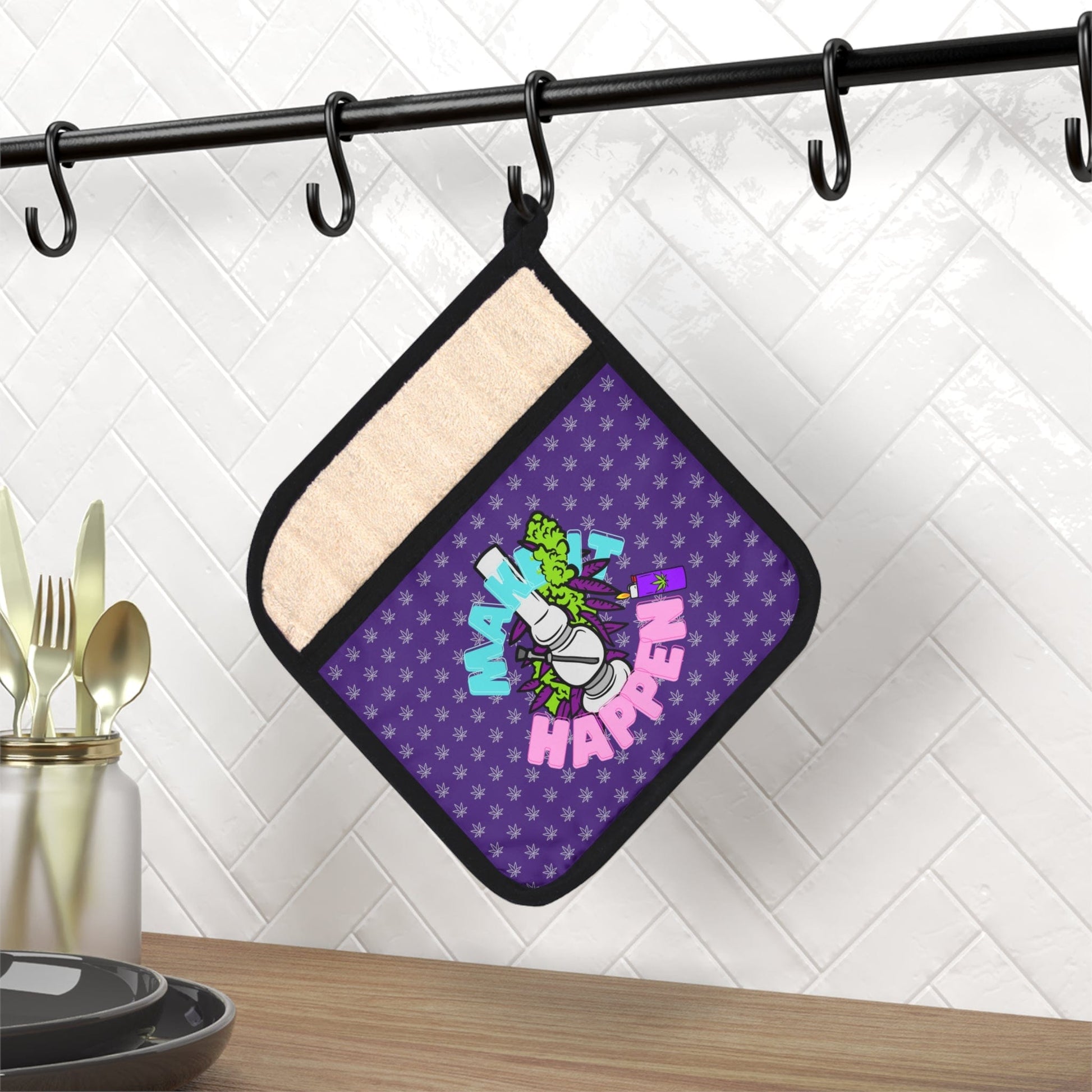 Purple Make It Happen Cannabis Pot Holder with Pocket