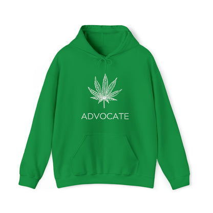 Elegant Advocate Cannabis Leaf Marijuana Hoodie with a white background.