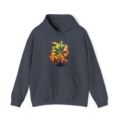 Heather Navy Warm Paradise Cannabis Hoodie