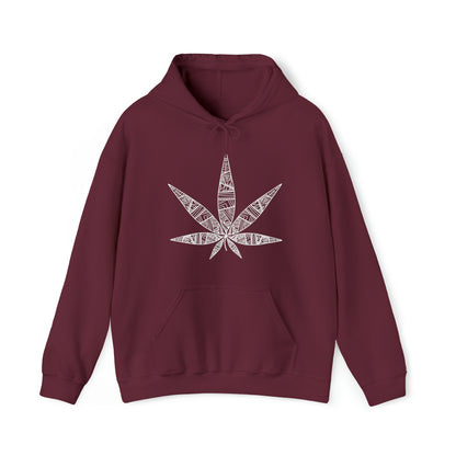 Maroon Tribal Vibe Marijuana Leaf Unisex Heavy Blend Hoodie