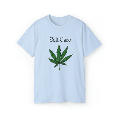 A light blue Self Care Marijuana Tee