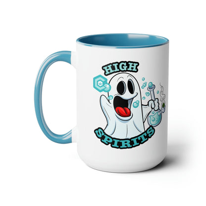 Light Blue Mock up High Spirits Ghost with Bong 15oz Coffee Mug side 1