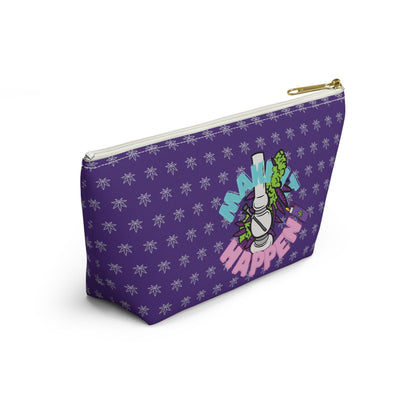 The Make It Happen Cannabis Accessory Pouch is a purple zippered travel bag 