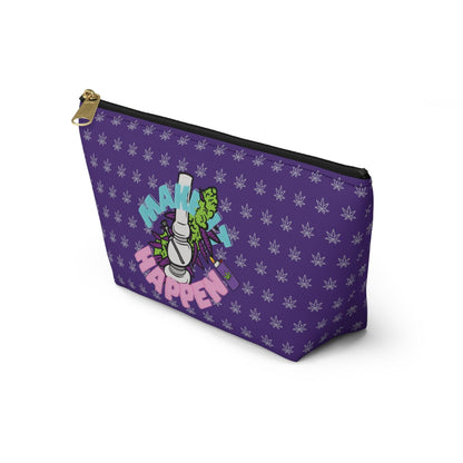 Make It Happen Cannabis Accessory Pouch in purple, featuring a t-bottom design with a zipper