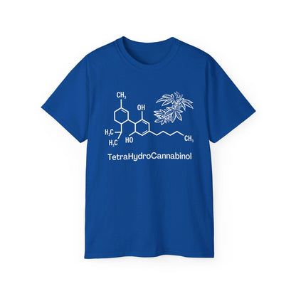 Royal blue Tetrahydrocannabinol (THC) Molecule Weed Shirt