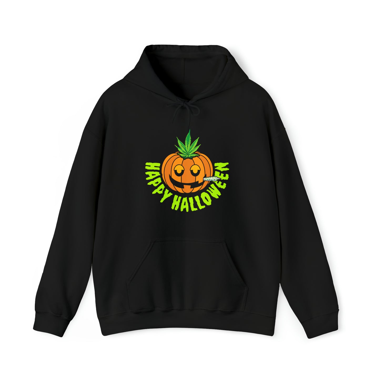 Black Happy Halloween Stoner Pumpkin Cannabis Hoodie