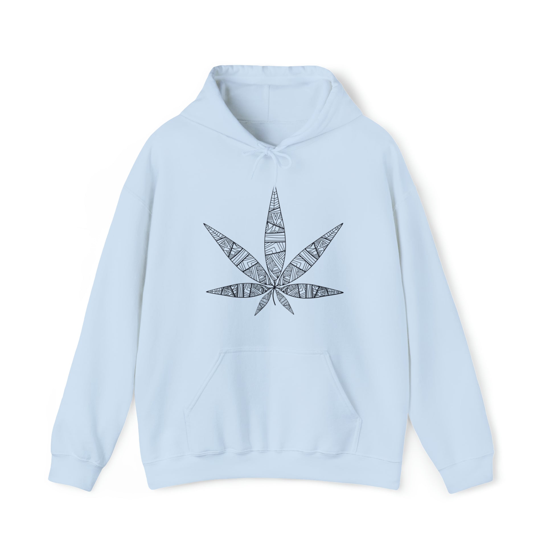 Ligh Blue Tribal Vibe Marijuana Leaf Unisex Heavy Blend Hoodie