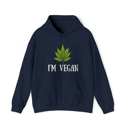 Navy Blue I'm Vegan Weed Hoodies