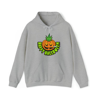 Sports Gray Happy Halloween Stoner Pumpkin Cannabis Hoodie