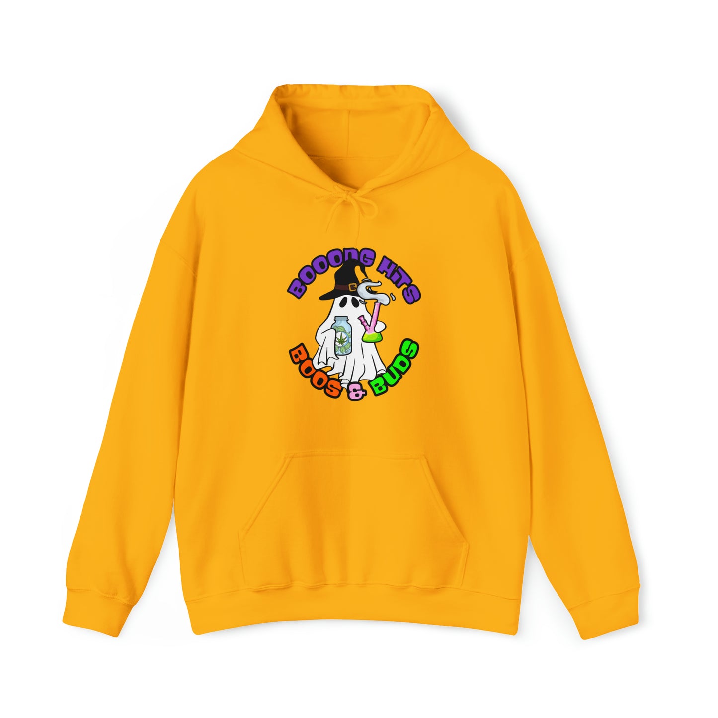 Golden Yellow Booong Hits Boos & Buds Ghost Cannabis Hoodie