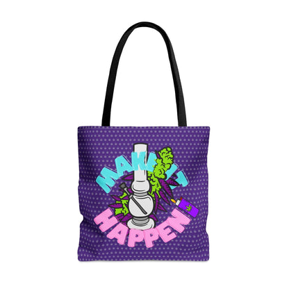 Make It Happen Cannabis Tote Bag purple tote with black strap