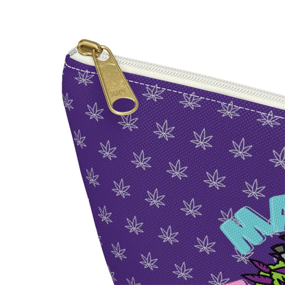 The "Make It Happen Cannabis Accessory Pouch" is a chic purple fabric pouch