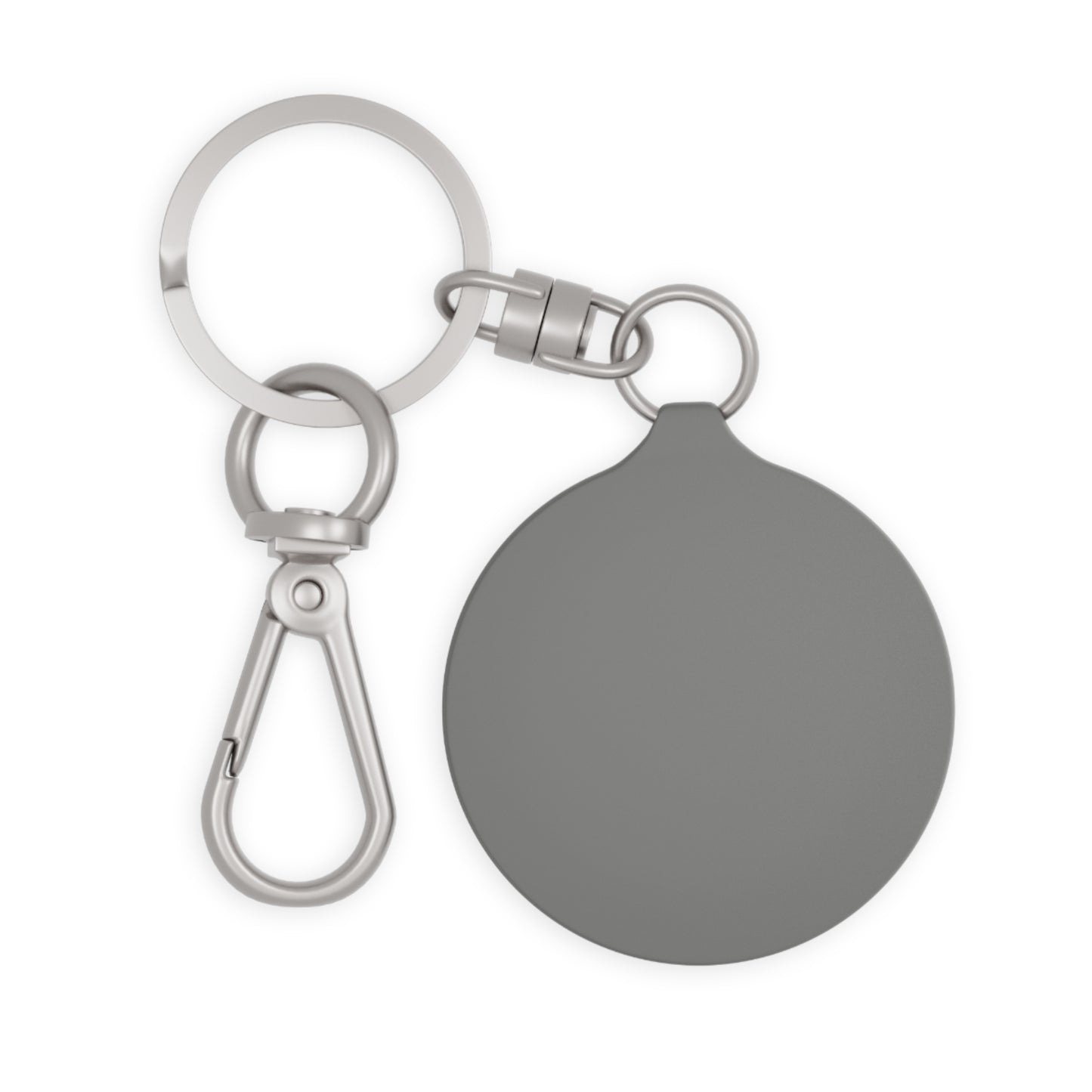 A 3D rendering of a Make It Happen Cannabis Keyring Tag with a circular blank tag attached, isolated on a white background.