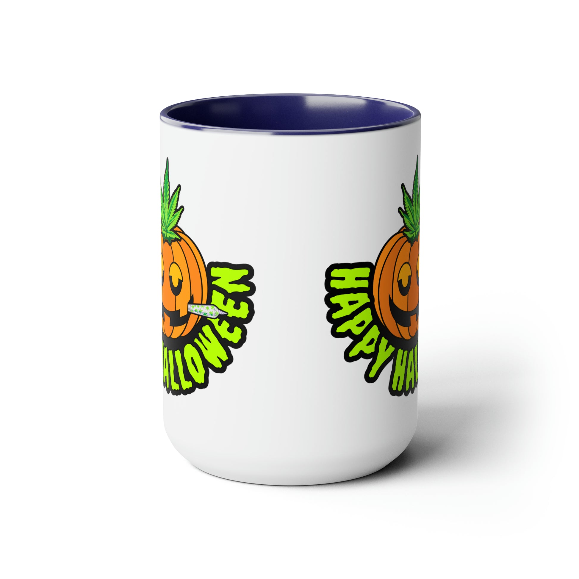 Blue  Happy Halloween Pumpkin Stoner 15oz Coffee Mug Side 2