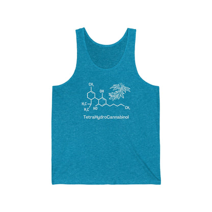 Aqua blue Tetrahydrocannabinol (THC) Weed Jersey Tank